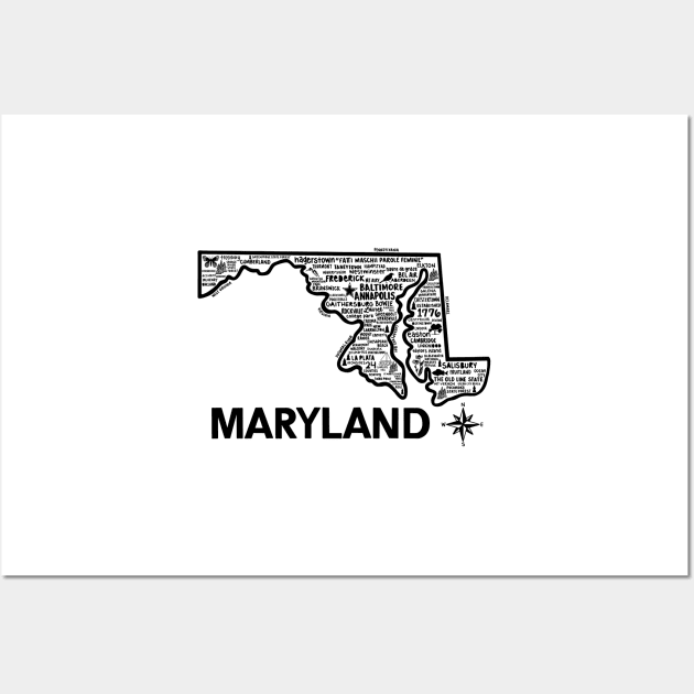 Maryland Map Wall Art by fiberandgloss